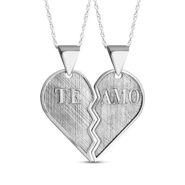 Te Amo Heart Necklace Set Sterling Silver 18&quot;