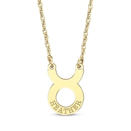 Engravable &quot;Taurus&quot; Zodiac Sign Necklace 14K Yellow Gold 18&quot;