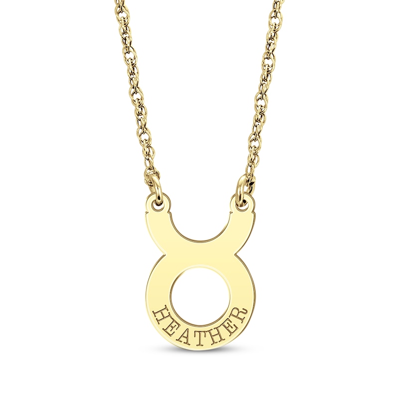 Main Image 1 of Engravable &quot;Taurus&quot; Zodiac Sign Necklace 14K Yellow Gold 18&quot;