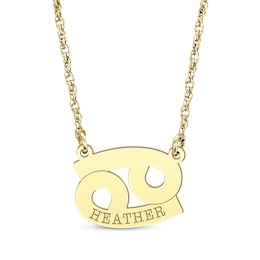 Engravable &quot;Cancer&quot; Zodiac Sign Necklace 14K Yellow Gold 18&quot;