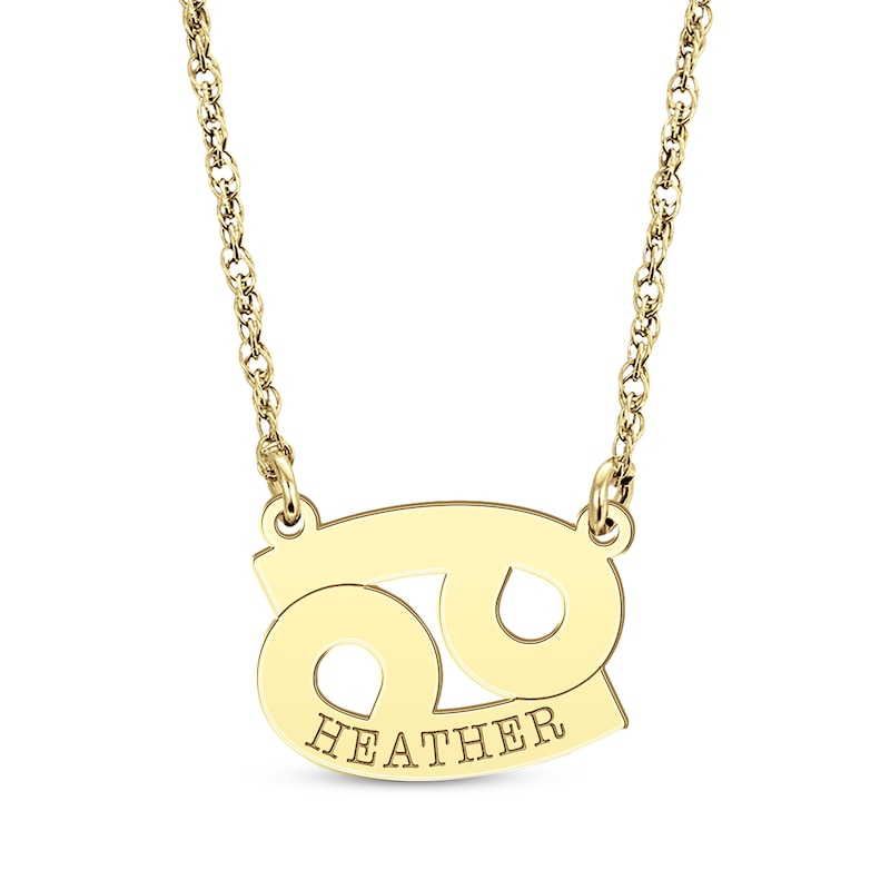 Main Image 1 of Engravable &quot;Cancer&quot; Zodiac Sign Necklace 14K Yellow Gold 18&quot;