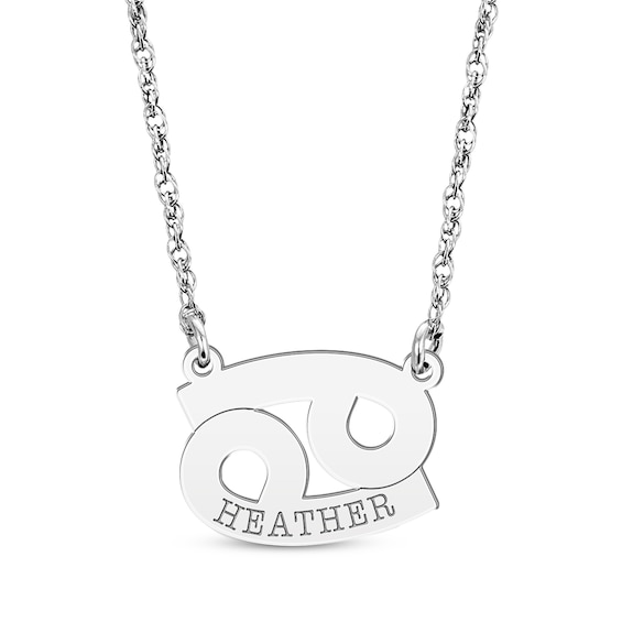 Engravable "Cancer" Zodiac Sign Necklace Sterling Silver 18"