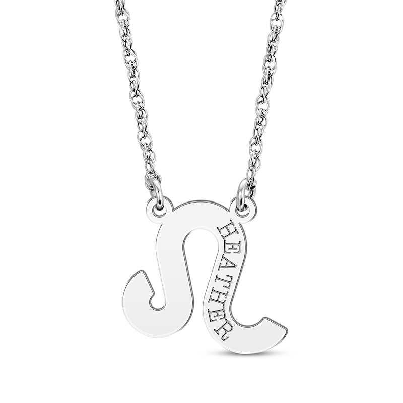 Main Image 1 of Engravable &quot;Leo&quot; Zodiac Sign Necklace Sterling Silver 18&quot;