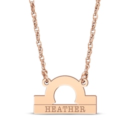 Engravable &quot;Libra&quot; Zodiac Sign Necklace 14K Rose Gold 18&quot;