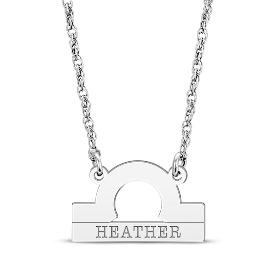 Engravable "Libra" Zodiac Sign Necklace Sterling Silver 18"