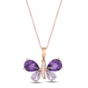 Thumbnail Image 0 of Le Vian Amethyst Butterfly Necklace 1/10 ct tw Diamonds 14K Strawberry Gold 18"