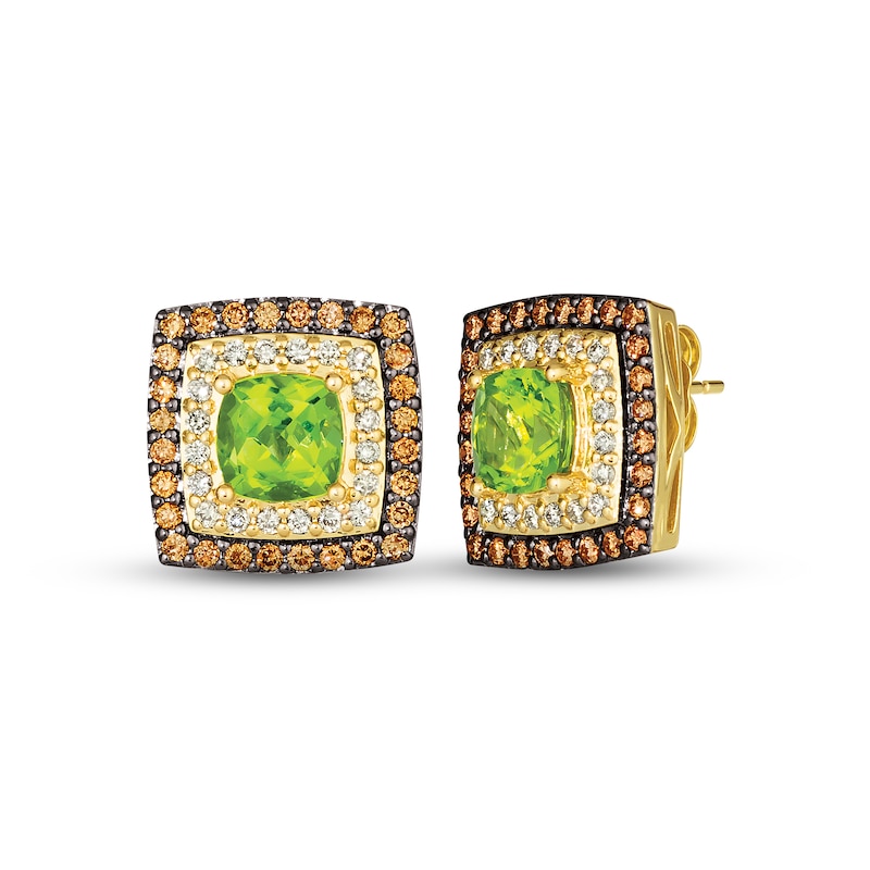 Main Image 1 of Le Vian Peridot Earrings 3/4 ct tw Diamonds 14K Honey Gold