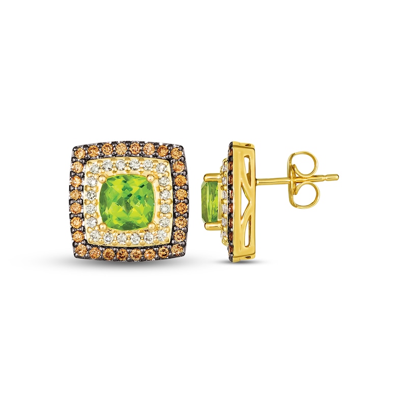 Main Image 2 of Le Vian Peridot Earrings 3/4 ct tw Diamonds 14K Honey Gold