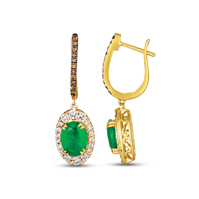 Main Image 2 of Le Vian Emerald Dangle Earrings 3/4 ct tw Diamonds 14K Honey Gold