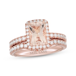 Neil Lane Radiant-Cut Morganite Bridal Set 1 ct tw Diamond 14K Rose Gold