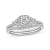 Thumbnail Image 1 of Round-Cut Diamond Cushion Halo Milgrain Bridal Set 3/8 ct tw 10K White Gold