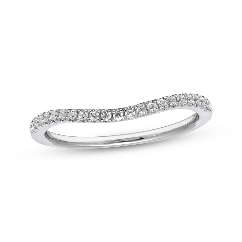 Main Image 1 of Now + Forever Diamond Contoured Wedding Band 1/6 ct tw 10K White Gold