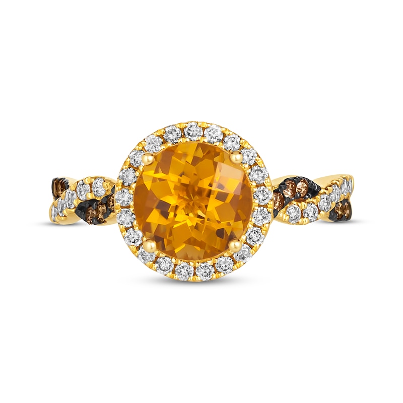 Main Image 4 of Le Vian Chocolate Twist Citrine Ring 3/8 ct tw Diamonds 14K Honey Gold