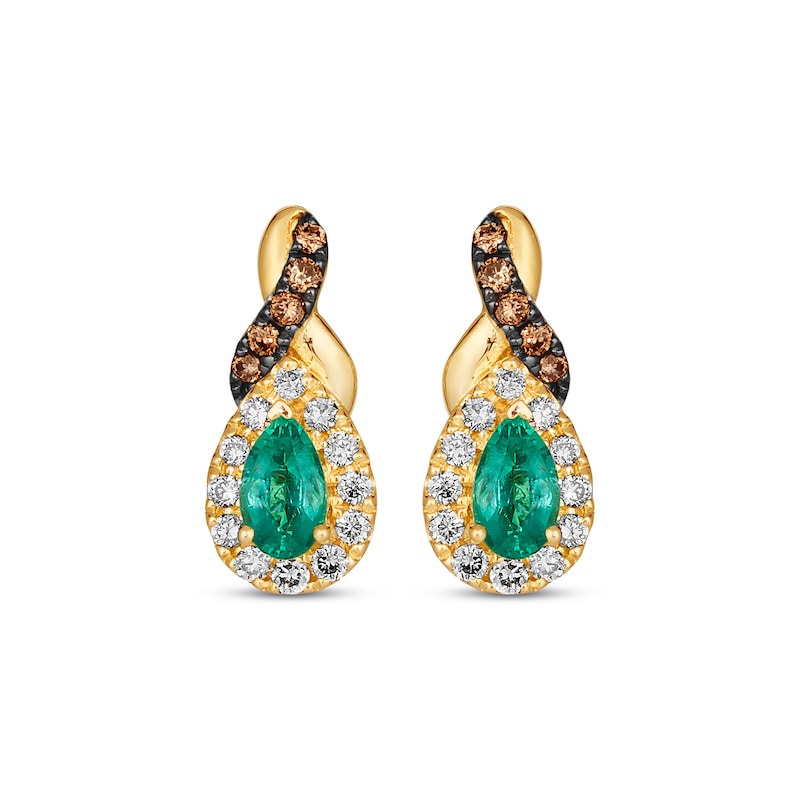 Le Vian Chocolate Twist Pear-Shaped Emerald Earrings 1/4 ct tw Diamonds 14K Honey Gold
