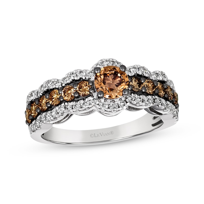 Main Image 1 of Le Vian Chocolate Waterfall Diamond Ring 1-1/3 ct tw 14K Vanilla Gold