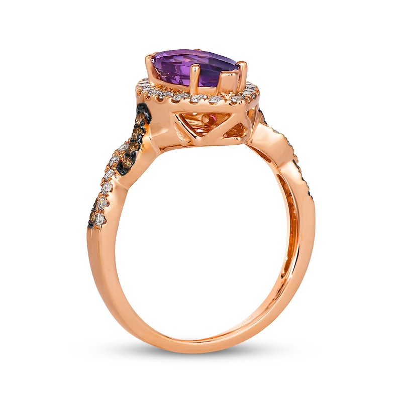 Le Vian Chocolate Twist Amethyst Ring 1/2 ct tw Diamonds 14K Strawberry Gold