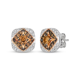 Le Vian Chocolate Diamond Stud Earrings 7/8 ct tw 14K Two-Tone Gold