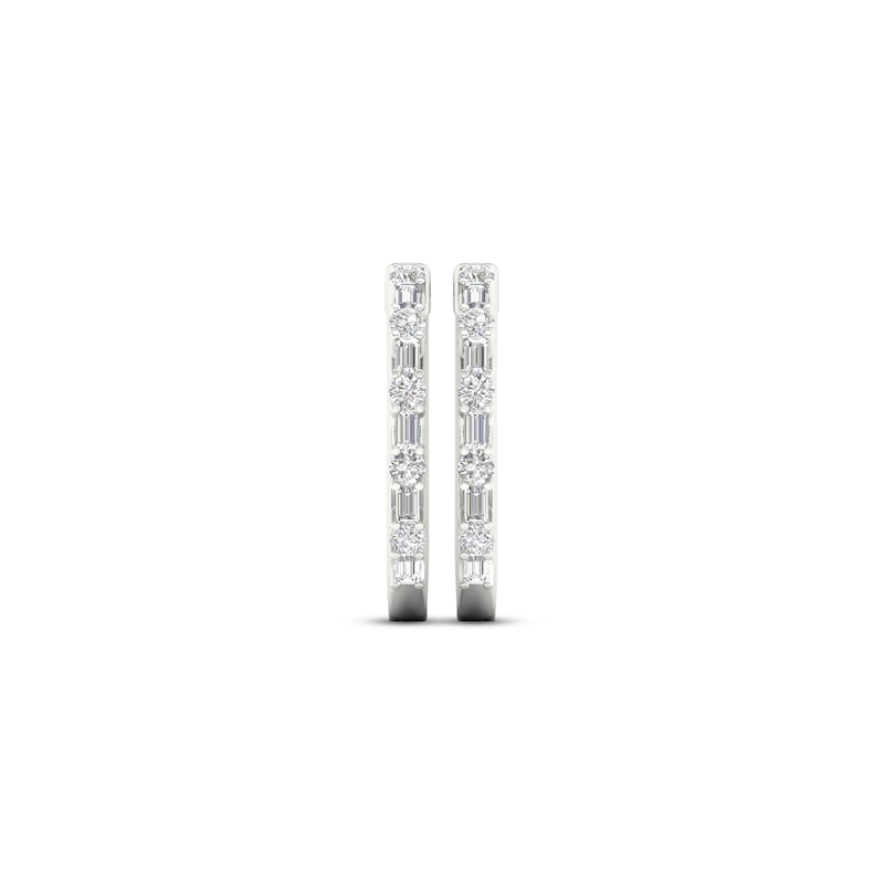 Lab-Created Diamonds by KAY Baguette & Round-Cut Hoop Earrings 1 ct tw 14K White Gold