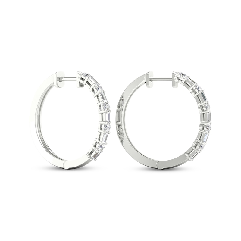 Lab-Created Diamonds by KAY Baguette & Round-Cut Hoop Earrings 1 ct tw 14K White Gold