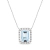 Thumbnail Image 1 of Emerald-Cut Aquamarine & Diamond Necklace 1/10 ct tw 10K White Gold 18&quot;