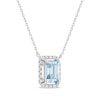 Thumbnail Image 2 of Emerald-Cut Aquamarine & Diamond Necklace 1/10 ct tw 10K White Gold 18&quot;