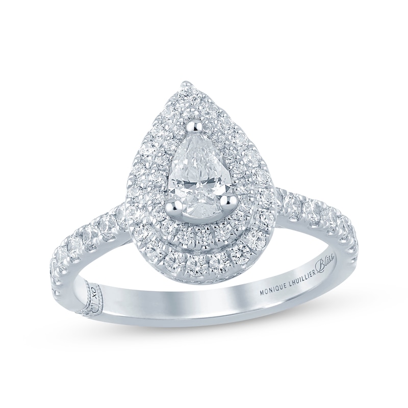 Monique Lhuillier Bliss Pear-Shaped Diamond Double Frame Engagement ...