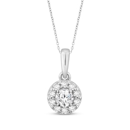 Diamond Halo Necklace 1/4 ct tw 10K White Gold 18&quot;