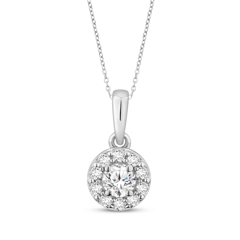 Main Image 1 of Diamond Halo Necklace 1/4 ct tw 10K White Gold 18&quot;