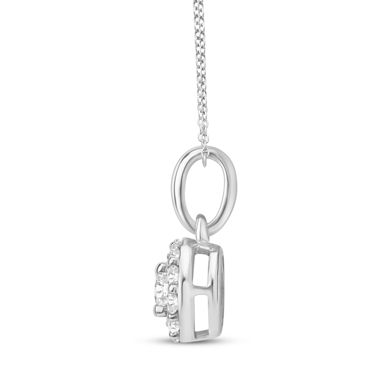 Main Image 2 of Diamond Halo Necklace 1/4 ct tw 10K White Gold 18&quot;