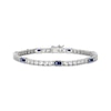 Thumbnail Image 1 of Emerald-Cut Blue Lab-Created Sapphire & White Lab-Created Sapphire Station Bracelet Sterling Silver 7.25&quot;