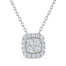 THE LEO Diamond Multi-Stone Cushion-Shape Necklace 1/3 ct tw 14K White Gold 19&quot;