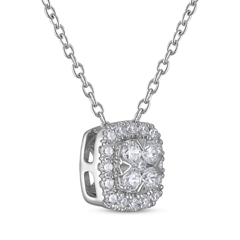THE LEO Diamond Multi-Stone Cushion-Shape Necklace 1/3 ct tw 14K White Gold 19"