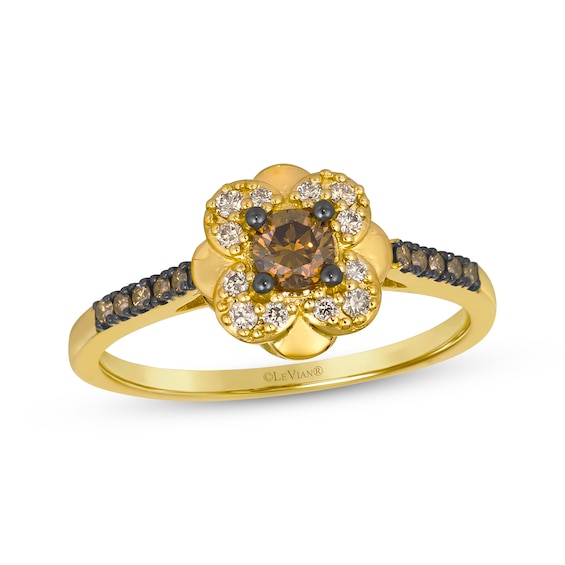 Le Vian Diamond Flower Ring 3/8 ct tw 14K Honey Gold