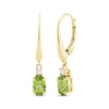 Thumbnail Image 1 of Oval-Cut Peridot & Diamond Dangle Earrings 1/20 ct tw 10K Yellow Gold