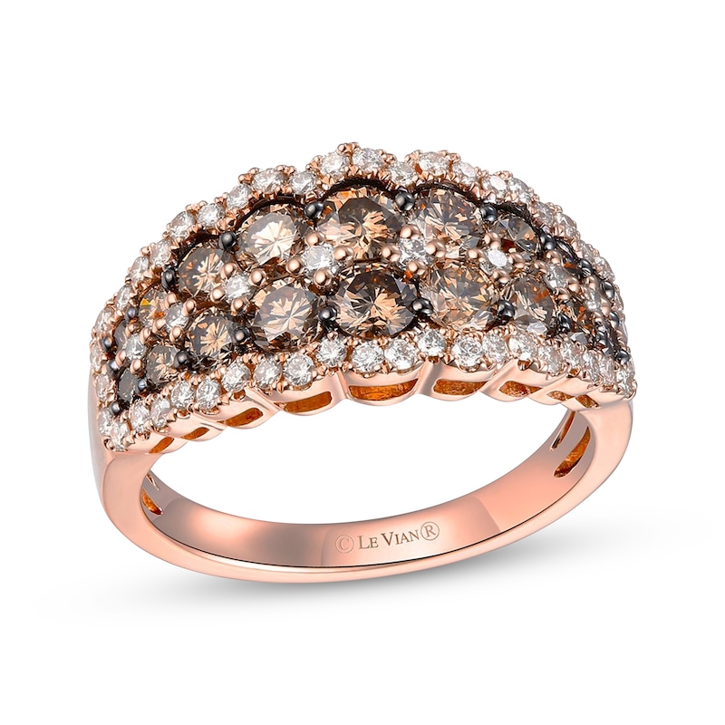 Main Image 1 of Le Vian Chocolate Waterfall Diamond Scalloped Ring 7/8 ct tw 14K Strawberry Gold