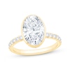 Thumbnail Image 0 of Lab-Created Diamonds by KAY Oval-Cut Hidden Halo Bezel-Set Engagement Ring 3-1/2 ct tw 14K Yellow Gold