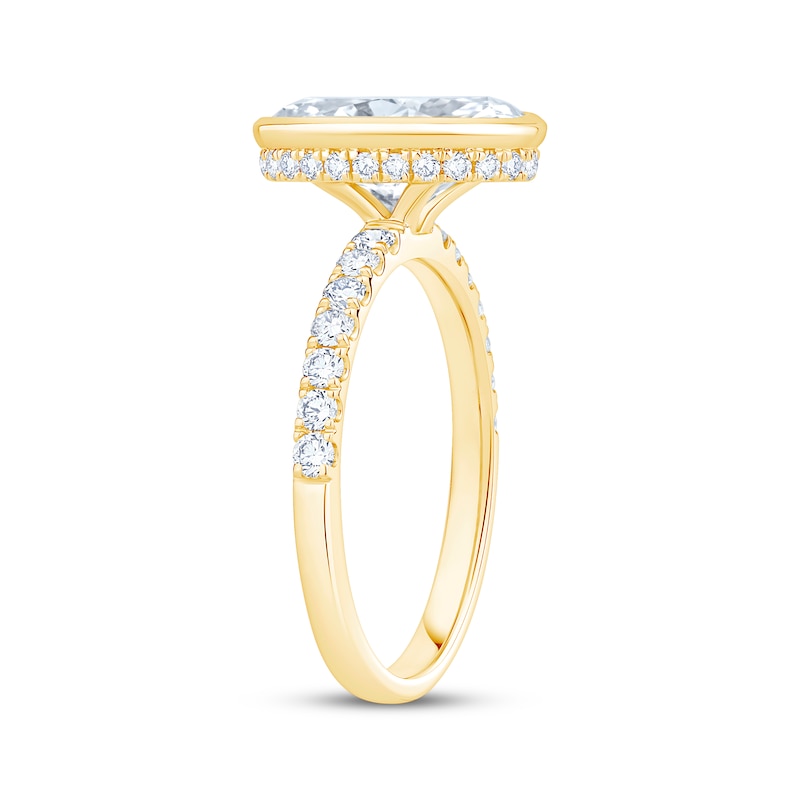 Lab-Created Diamonds by KAY Oval-Cut Hidden Halo Bezel-Set Engagement Ring 3-1/2 ct tw 14K Yellow Gold