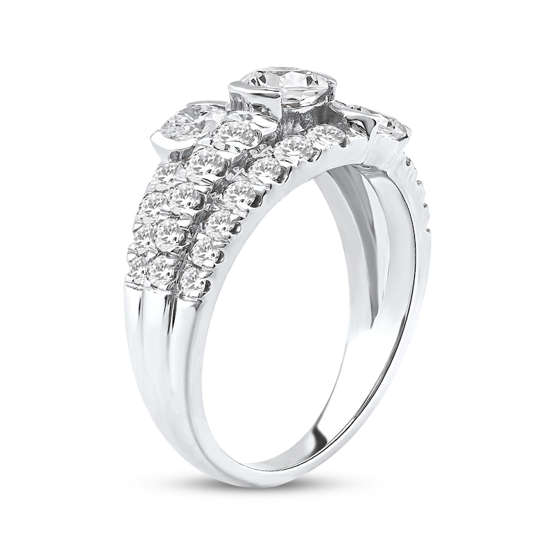 Main Image 2 of Lab-Grown Diamonds by KAY Staggered Three-Stone Anniversary Ring 2 ct tw 14K White Gold