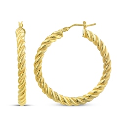 Reaura Rope Twist Hoop Earrings Repurposed 14K Yellow Gold 37mm