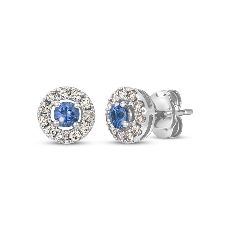 Le Vian Blue Sapphire Stud Earrings 1/4 ct tw Diamonds 14K Vanilla Gold