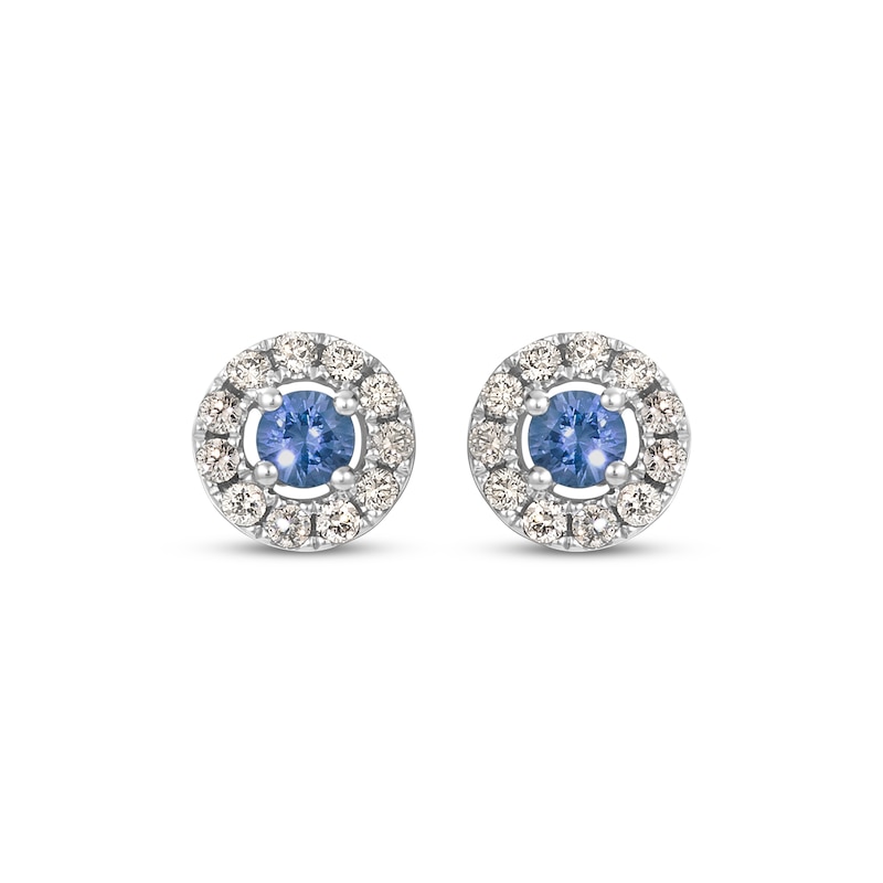 Le Vian Blue Sapphire Stud Earrings 1/4 ct tw Diamonds 14K Vanilla Gold