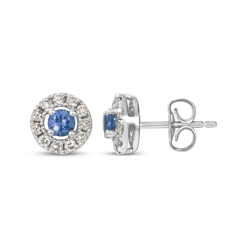 Le Vian Blue Sapphire Stud Earrings 1/4 ct tw Diamonds 14K Vanilla Gold