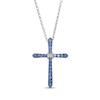 Thumbnail Image 1 of Le Vian Blue Sapphire & Diamond Accent Cross Necklace 14K Vanilla Gold 19&quot;