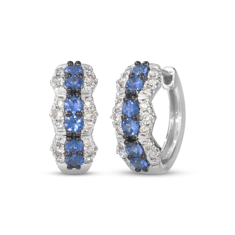 Main Image 1 of Le Vian Waterfall Blue Sapphire Hoop Earrings 1/2 ct tw Diamonds 14K Vanilla Gold