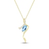 Thumbnail Image 1 of Marquise-Cut Swiss Blue Topaz & Diamond Swirl Necklace 1/10 ct tw 14K Yellow Gold 18&quot;