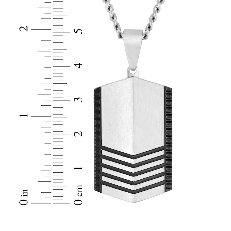 Main Image 3 of Men's Chevron Dog Tag Necklace Stainless Steel & Black Ion Plating 24&quot;