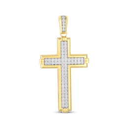 Men's Diamond Cross Charm 2 ct tw 10K Yellow Gold