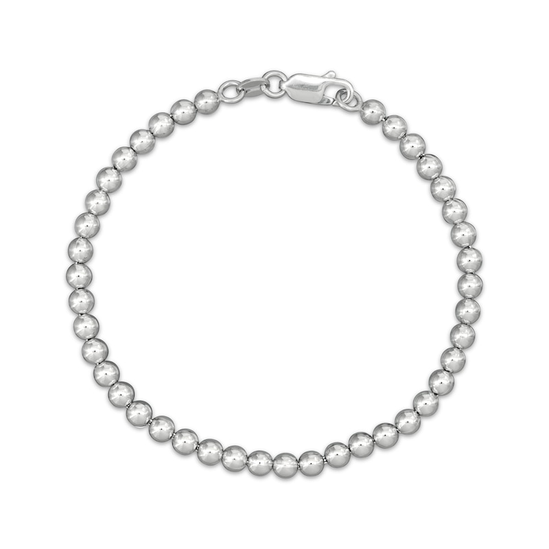 Main Image 1 of Bead Chain Bracelet 4mm Solid Sterling Silver 7.5&quot;