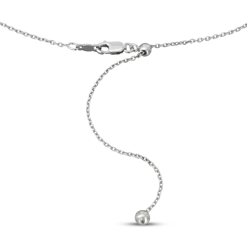 Main Image 4 of Solid Adjustable Diamond-Cut Cable Chain Necklace 1.2mm Sterling Silver 24&quot;