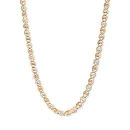 Diamond-Cut Valentino Chain Necklace 4.2mm Solid 10K Tri-Tone Gold 20&quot;